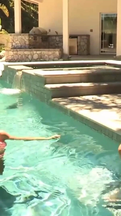 Sexy bitches tribbing and fucking after they hook up in the pool | Clip 1