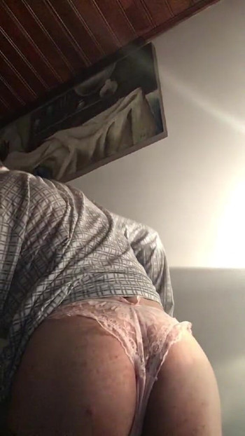 Gay young white wears pink lacy woman's panties