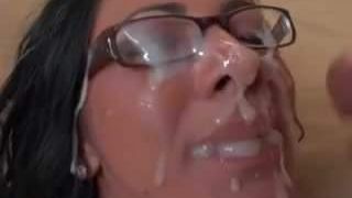 Camryn Kiss & Peter North huge facial on glasses