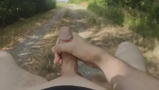 Jerk of my cute cock Outdoor