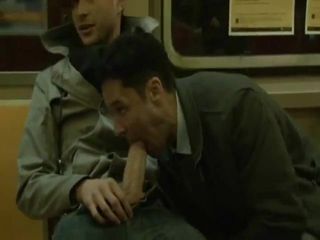 Sucking a huge cock in the subway