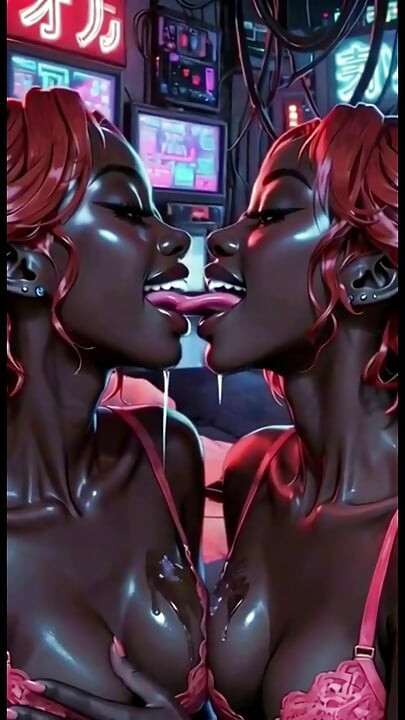 Beautiful Lesbians Tongue and Kiss Fetish, Ai Animation