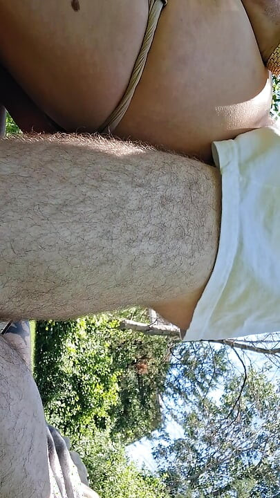 Amature hot  milf cucked and fucked by bwc outdoors creampied while the neighbors watch.