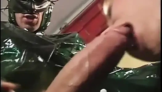 Latex chick gets a hard fuck in her pussy and ass