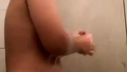 Taking a bath with a curvy mannequin with a big butt.