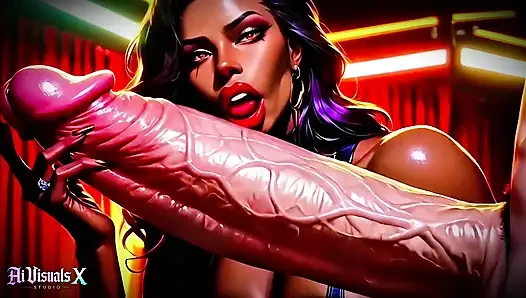 Big Ass Ebony Milfs - Blowjob and Fucking - Animated Porn (ASMR Sounds) (4K AI Generated)