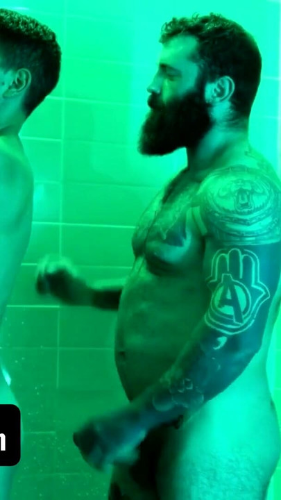 Epic moment from "DadCreep - Muscular Bear Stepdad Bangs His Hot Stepson In The Shower - Alex Montenegro, Markus Kage"