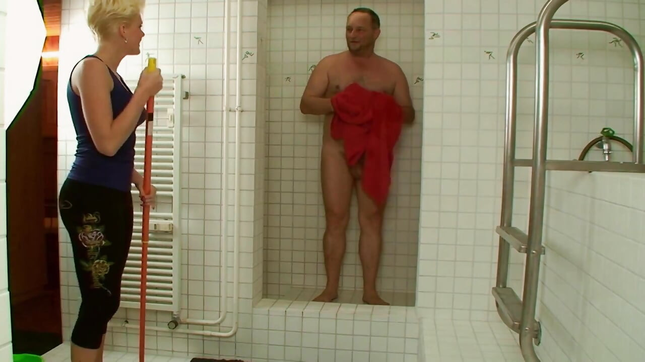 Busty Blonde MILF From France Got to Deep Throat Cock in Bathroom