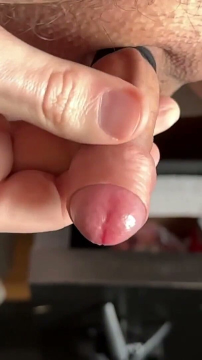 jerk my small foreskin cock until it cums | Clip 1