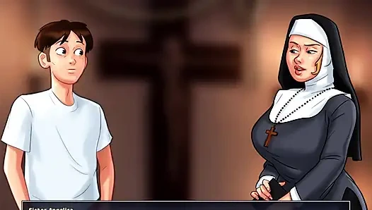 Summertime saga - Johannes played with Eve's pussy and she gave him a handjob