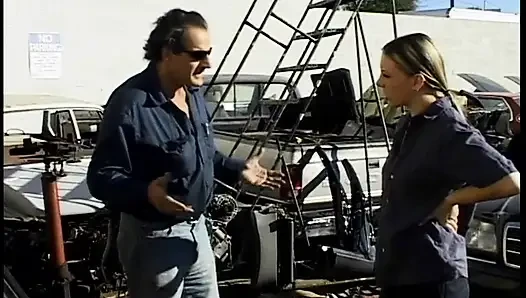 Gorgeous blonde gets fucked in a junkyard