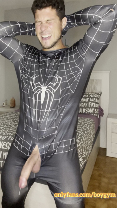 My Big Cock Dont Need Touch To Cum! Spiderman Cums