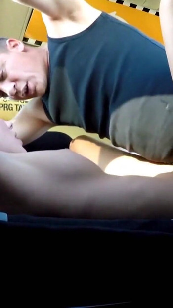 Emotional moment from "Beautiful Busty Model Squirts in Taxi Car"