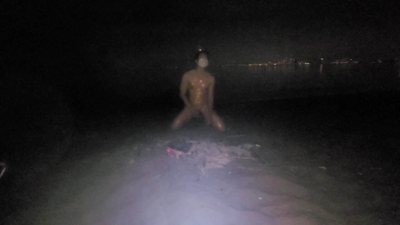 oiled masturbating on nude beach at night