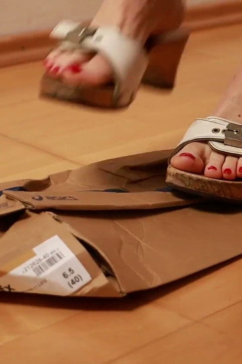 Asmr Wooden Clogs Trample and Crush Shoe Box