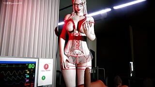 3D 胖美女热辣亚洲护士裸体湿润的阴户被干