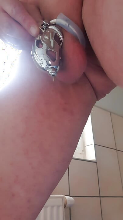 Pissing in chastity