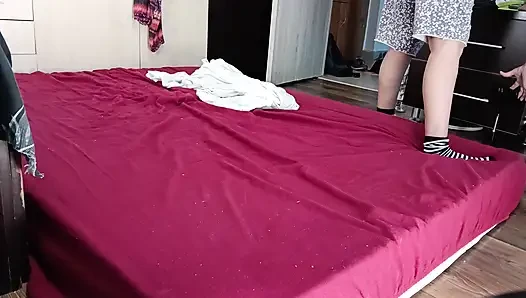 Mature amateur doing yoga, hairy, big ass, big, naked amateur brunette.