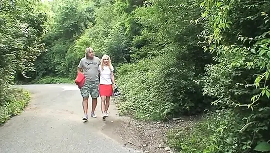 Dangerous outdoor sex for a horny young couple