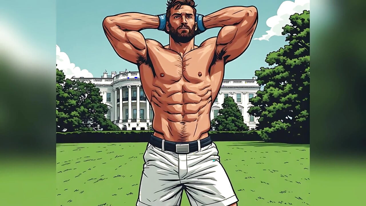 Muscular Fighters at White House (ai Art)