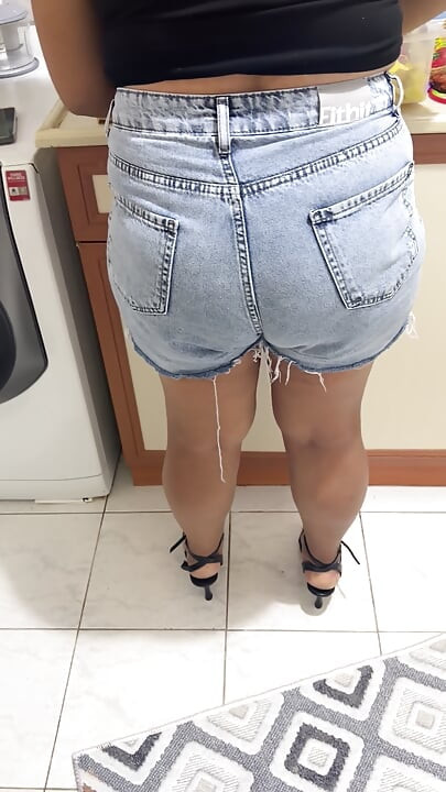 My big ass lover cooking in the kitchen is so