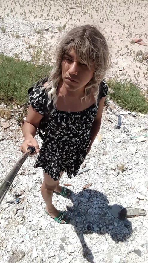 Cute trans in public wearing minidress and heels with very hot ass enjoying pleasure | Clip 1