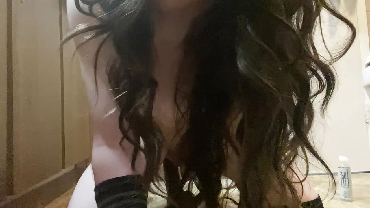 Little trans teen girl takes a 10 inch bbc dildo