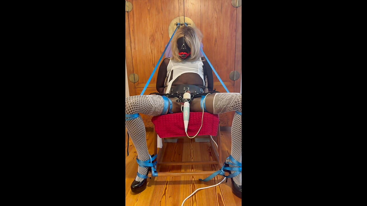 Nylon Toy Doll Chairtied and Milked by MagicWand