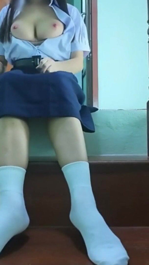 High school student fake on the stairs of a Real Thai Solo house | Clip 1