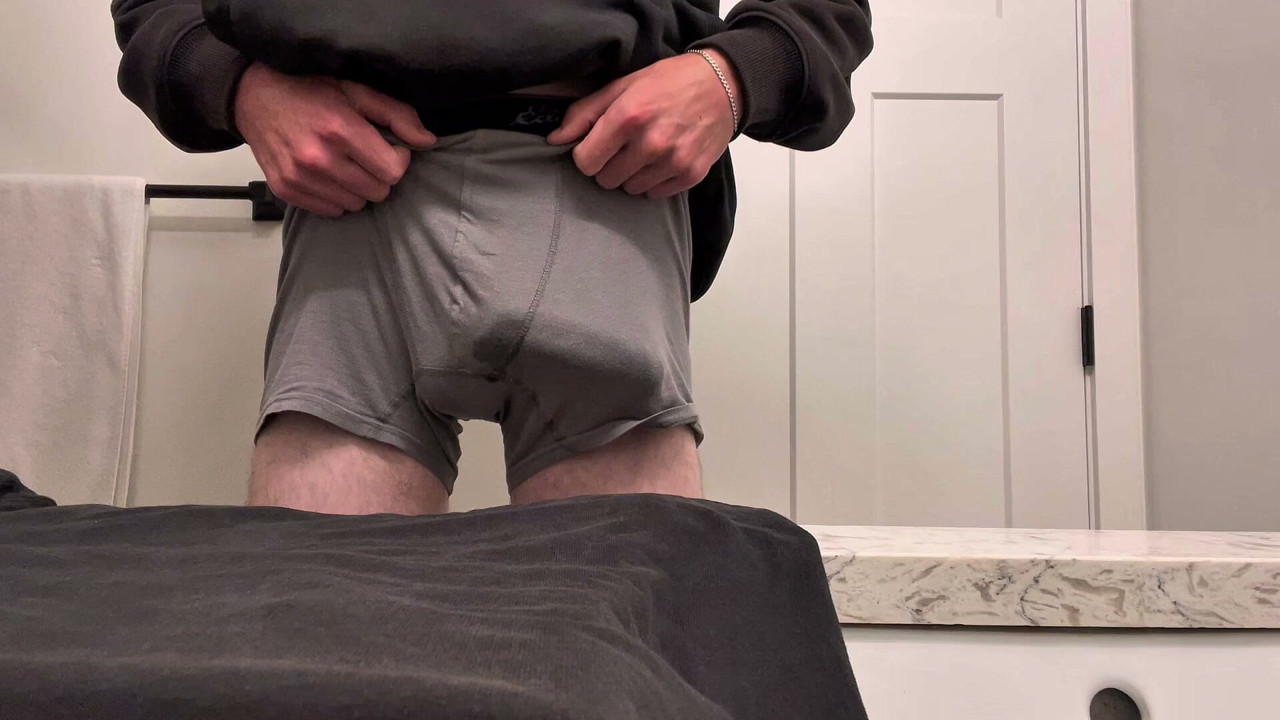 college guy drains his balls