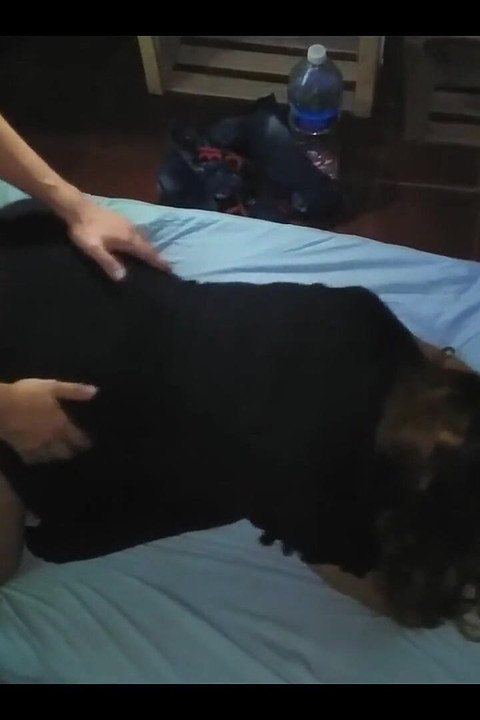 Guy in Red Shirt Fucks Girl in Black Dress Doggystyle