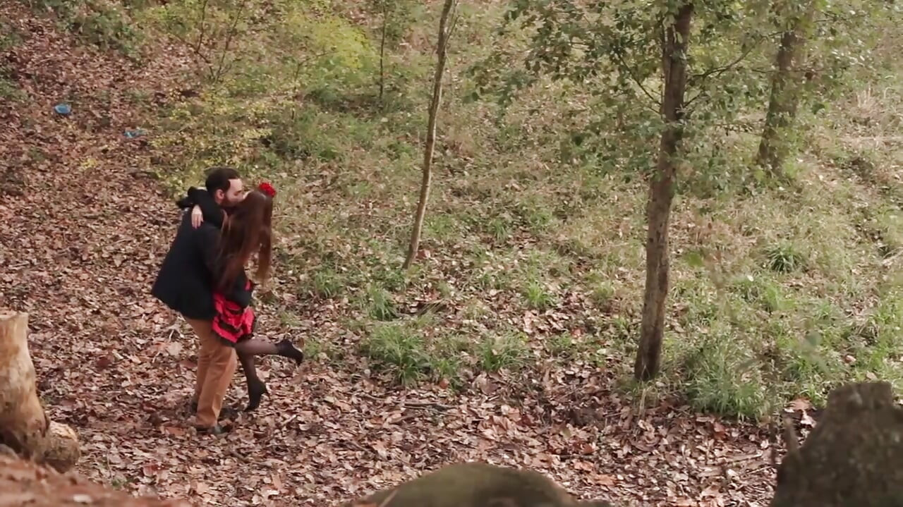 Polka Dot Skirt Babe Fucked Hard in Forest