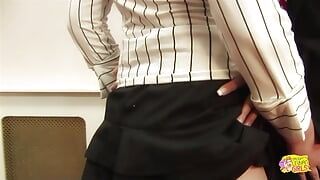 By wearing a short skirt to the office the blonde seduces her raunchy lez boss