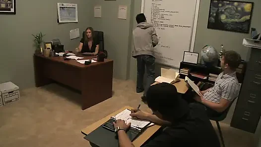Moody teacher just needed a little me time with big dick student