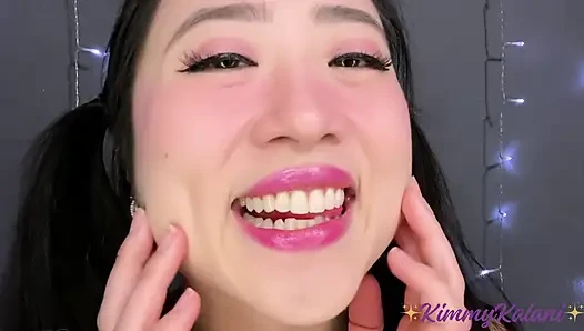 Поощрение дрочи крупным планом на ее хорошеньком азиатском лице - ASMR, инструкция по дрочке