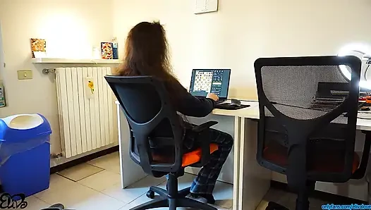 He was focused on the game, I on his hard cock (I swallow cum)