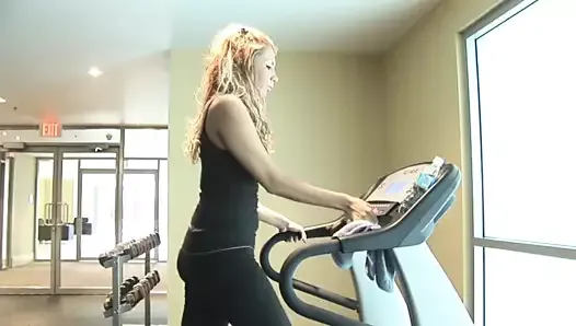 Babe gets fucked in the ass after workout session!