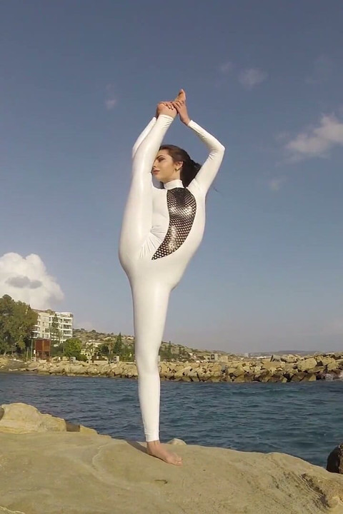 Elegnant Contortionist in White Spandex