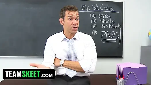 Hot collegegirl sucks her teacher's cock deep into her throat