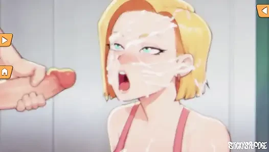 Android 18 Gears Deep - Mengisi wajah Android 18 dengan Susu