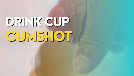 Handjob amateur with Cum drink cup