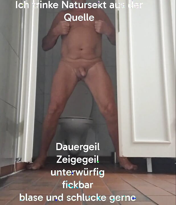 Naked and playable in the public toilet