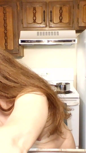 Powerful moment from "Ginger PearTart Cooks Ramen! Naked in the Kitchen Episode 97"