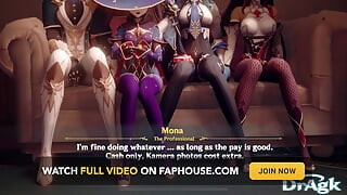 Mondstadt Pesta Seks Mondstadt Mona Jean Eula Berkongkek dalam Motel Genshin Impak Genshin – Gangbang Lucah 3D