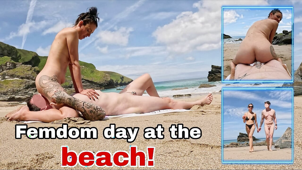 Femdom Day at the Beach! Public Slave Nudity Outdoor Humiliation & Orgasms