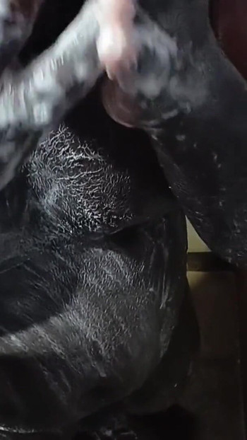 Powerful moment from "shower bathing and handjob cum"