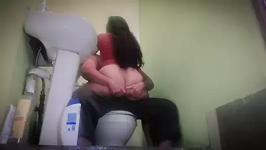 fucking fast in the bathroom with my wife's friend who is outside preparing dinner