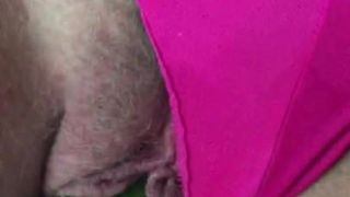 BBW slut pet-cucumber with fuchsia panties still on 4