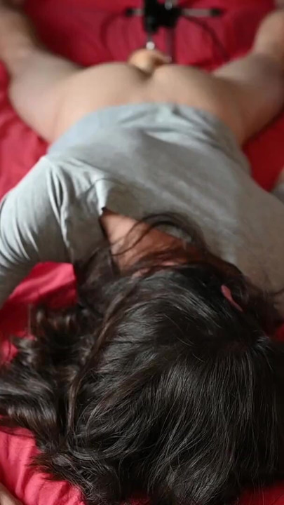MiaMia strokes her hair while she's being kissed on the bed | Clip 1