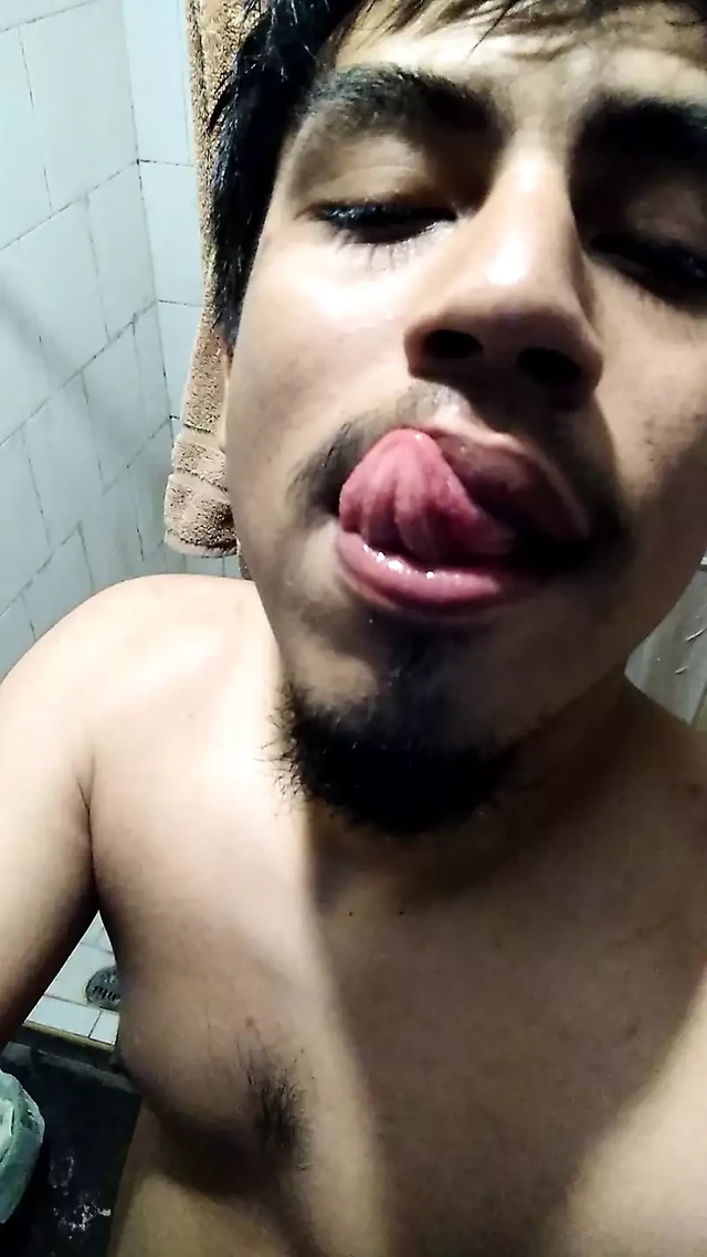 He falls into the bathroom in a hurry because I change
